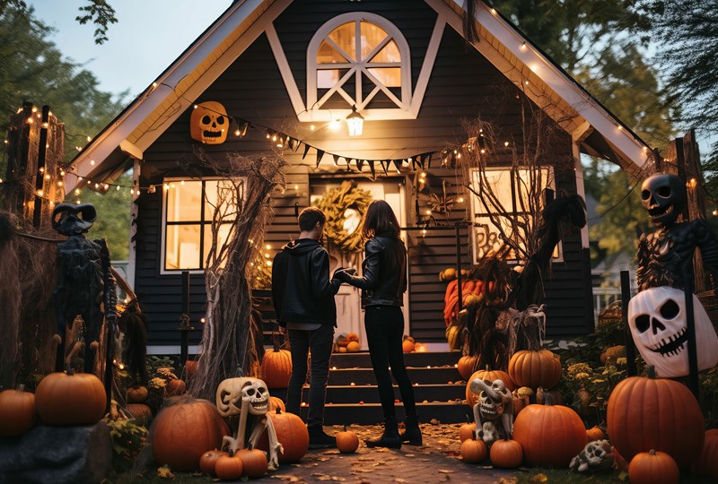 House decorated for Halloween