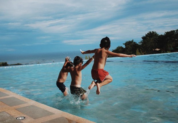Jumping into a pool